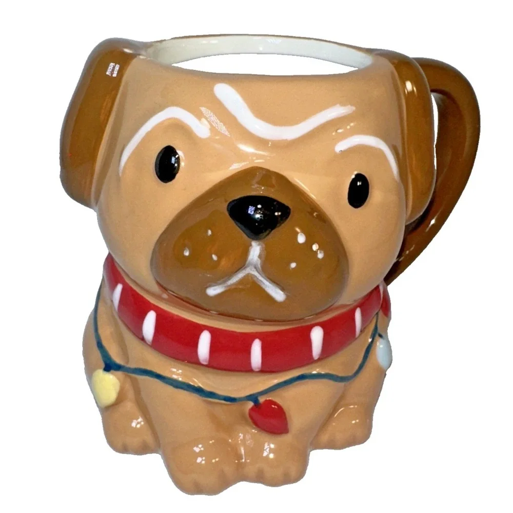 Target Wondershop Pug Figural Mug 2023 Christmas Lights Dog Coffee Earthenware